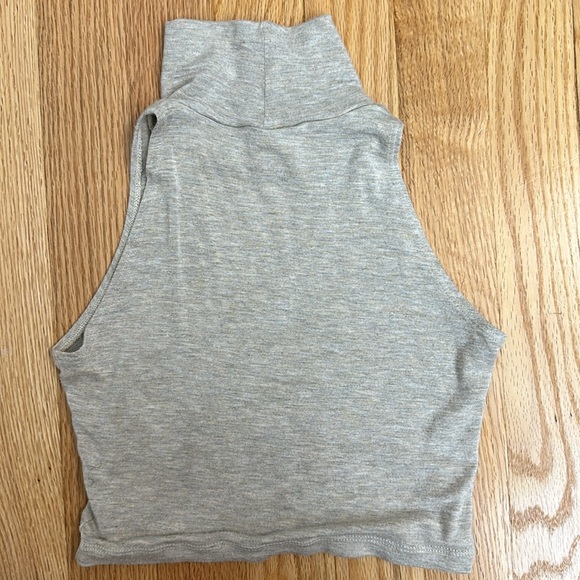 American apparel turtleneck crop top heather grey slash tan - Picture 5 of 6